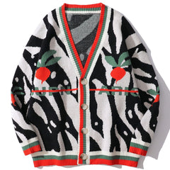 Contrast Zebra Pattern Cardigan - Kawaii Side