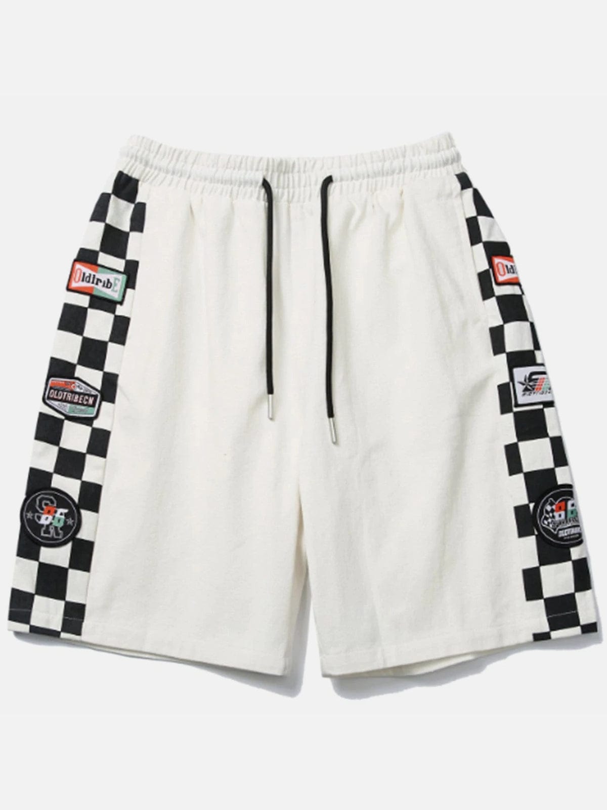 Contrasting Colors Plaid Label Shorts - Kawaii Side