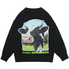 Cow Print Knit Sweater - Kawaii Side