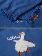 Cute Cartoon Duck Knit Sweater - Kawaii Side