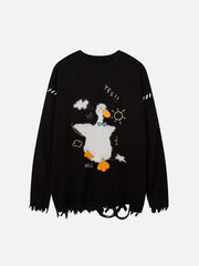 Cute Cartoon Duck Knit Sweater - Kawaii Side