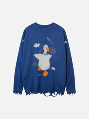 Cute Cartoon Duck Knit Sweater - Kawaii Side