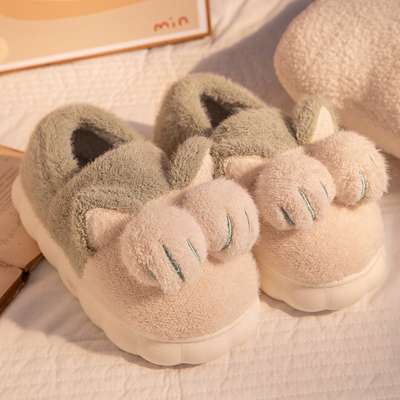 Cute Cat Claw Slippers With Ears - Kawaii Side