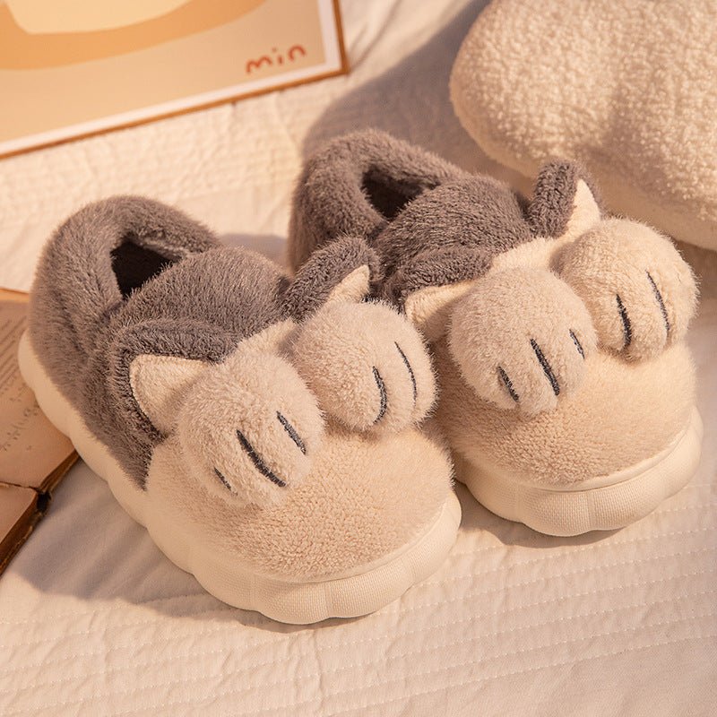 Cute Cat Claw Slippers With Ears - Kawaii Side