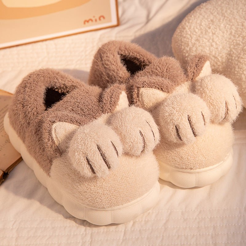 Cute Cat Claw Slippers With Ears - Kawaii Side