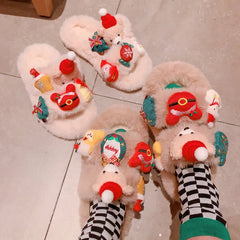 Cute Christmas Bear Plush Slipper - Kawaii Side