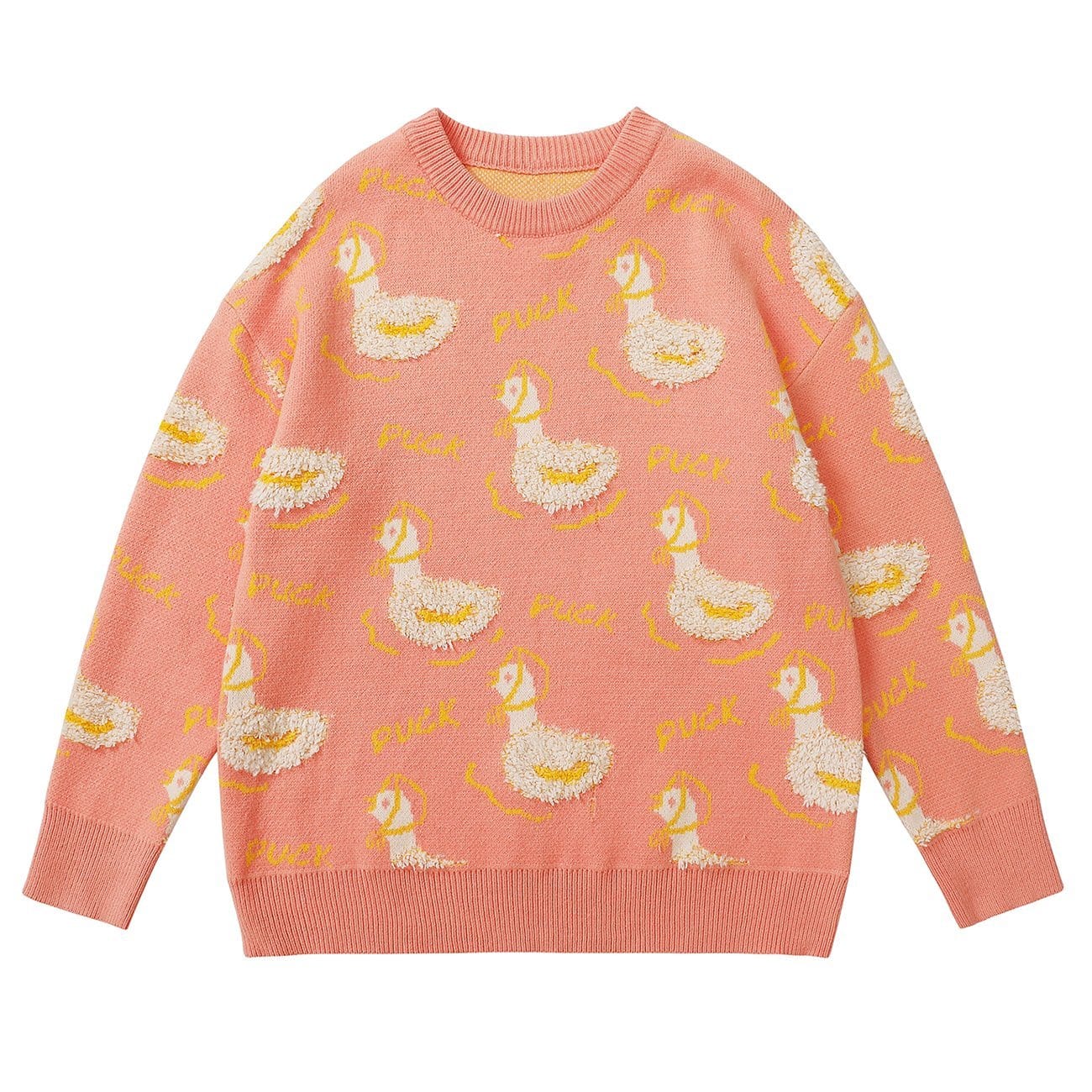 Cute Duck Towel Embroidery Knit Sweater - Kawaii Side