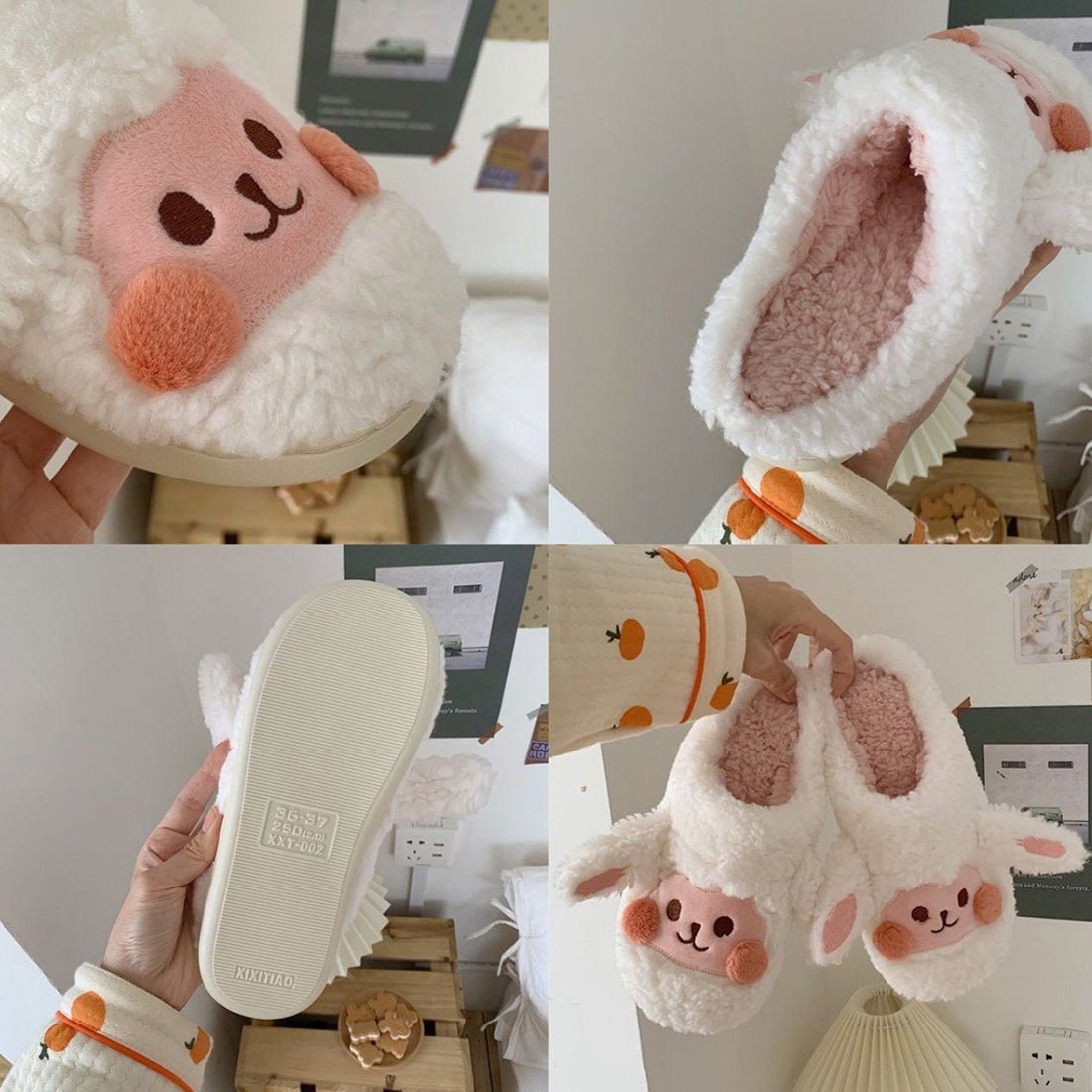 Cute Goat Sheep Fluffy Slipper - Kawaii Side