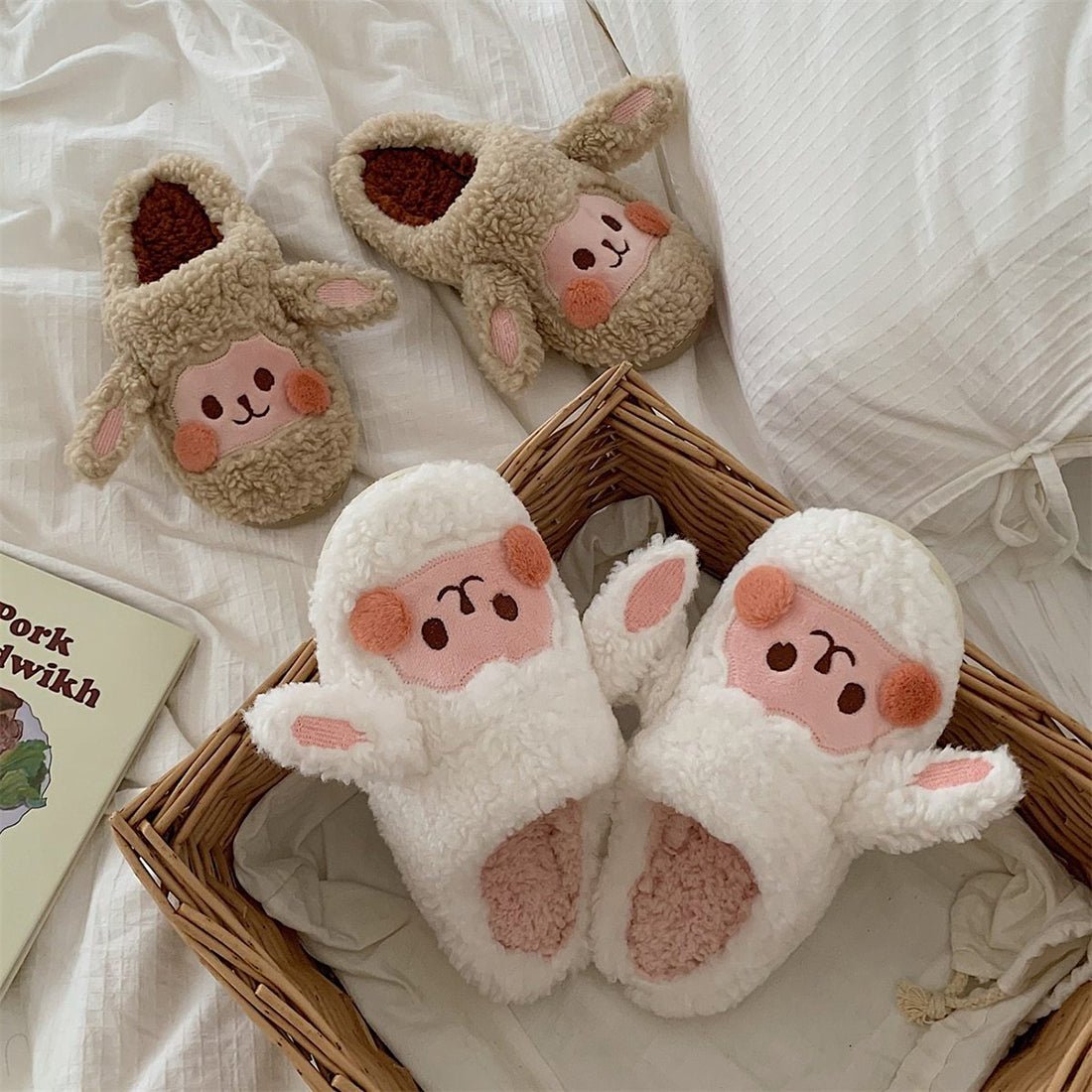 Cute Goat Sheep Fluffy Slipper - Kawaii Side