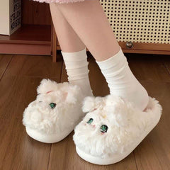 Cute Moon Kitty Plush Slippers - Kawaii Side