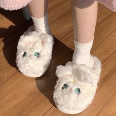 Cute Moon Kitty Plush Slippers - Kawaii Side