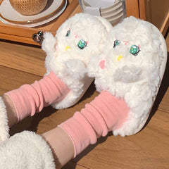 Cute Moon Kitty Plush Slippers - Kawaii Side