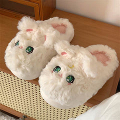 Cute Moon Kitty Plush Slippers - Kawaii Side