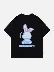 Cute Pixel Rabbit Print Tee - Kawaii Side