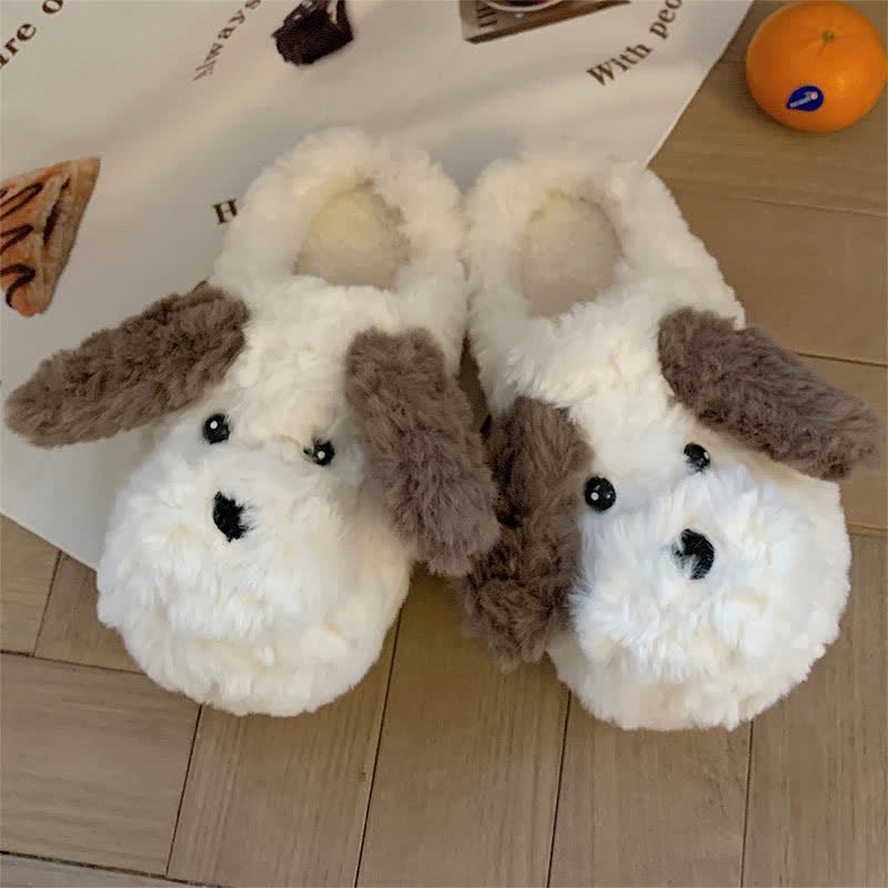 Cute Puppy Long Ears Plush Slippers - Kawaii Side