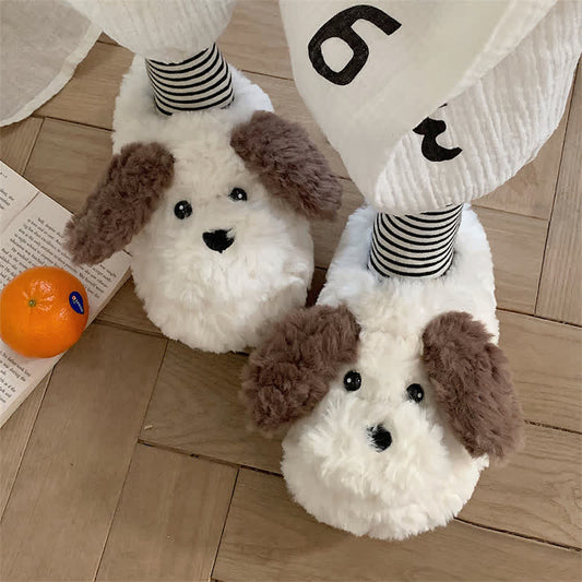 Cute Puppy Long Ears Plush Slippers - Kawaii Side