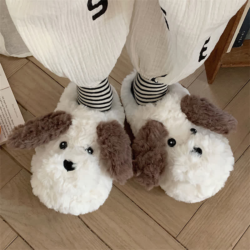 Cute Puppy Long Ears Plush Slippers - Kawaii Side