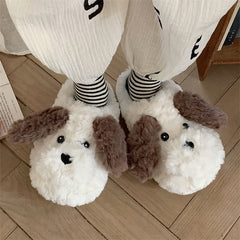 Cute Puppy Long Ears Plush Slippers - Kawaii Side