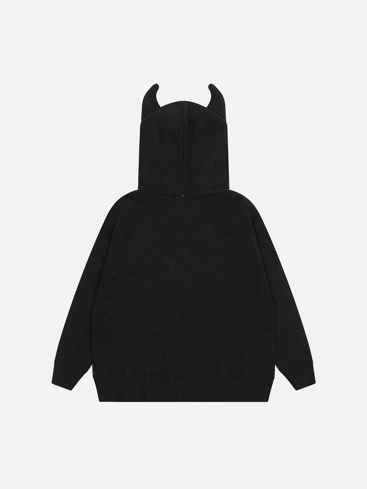 Devil Horn Hooded Knit Sweater - Kawaii Side