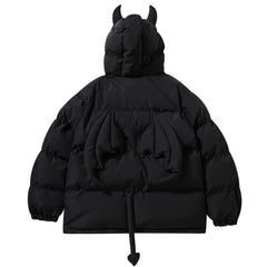 Devil Horns and Wings Streetwear Puffer Jacket - Kawaii Side