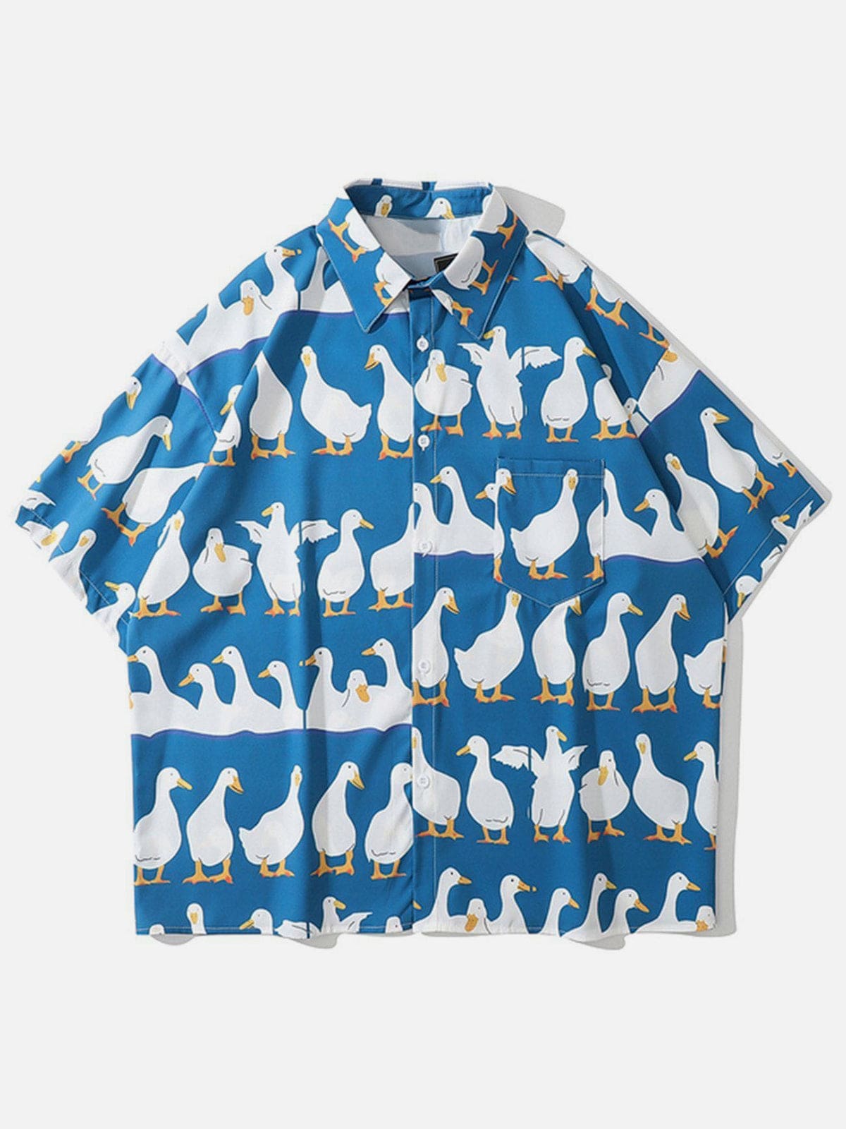 Duck Print Short-sleeved Shirt - Kawaii Side