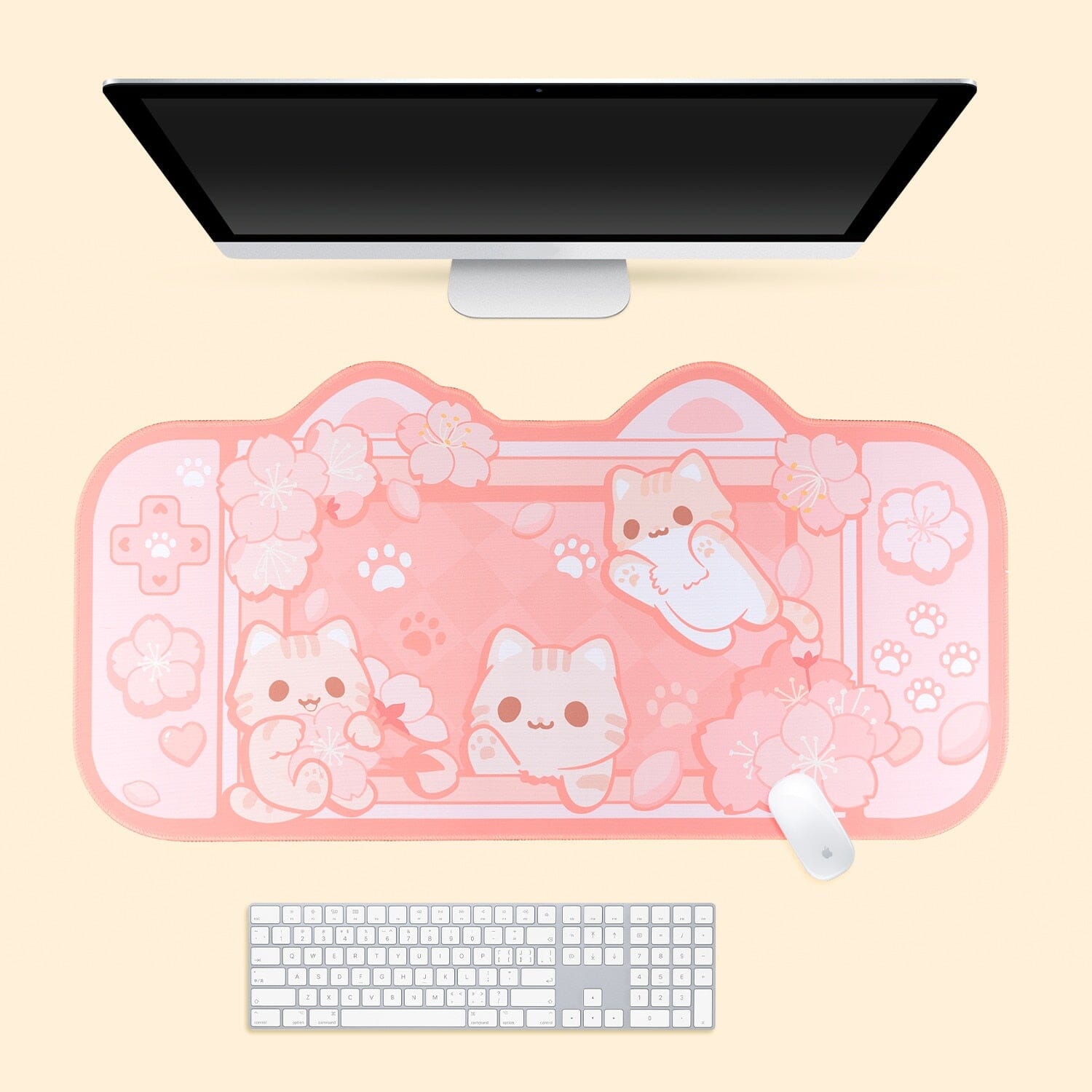 DeskPad Kawaii Gatinhos e Flores de Sakura - Kawaii Side