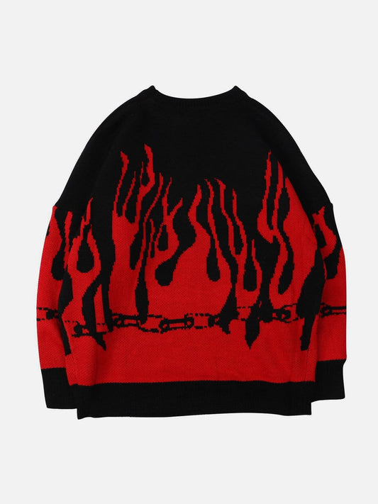 Fire Flame Print Sweater - Kawaii Side