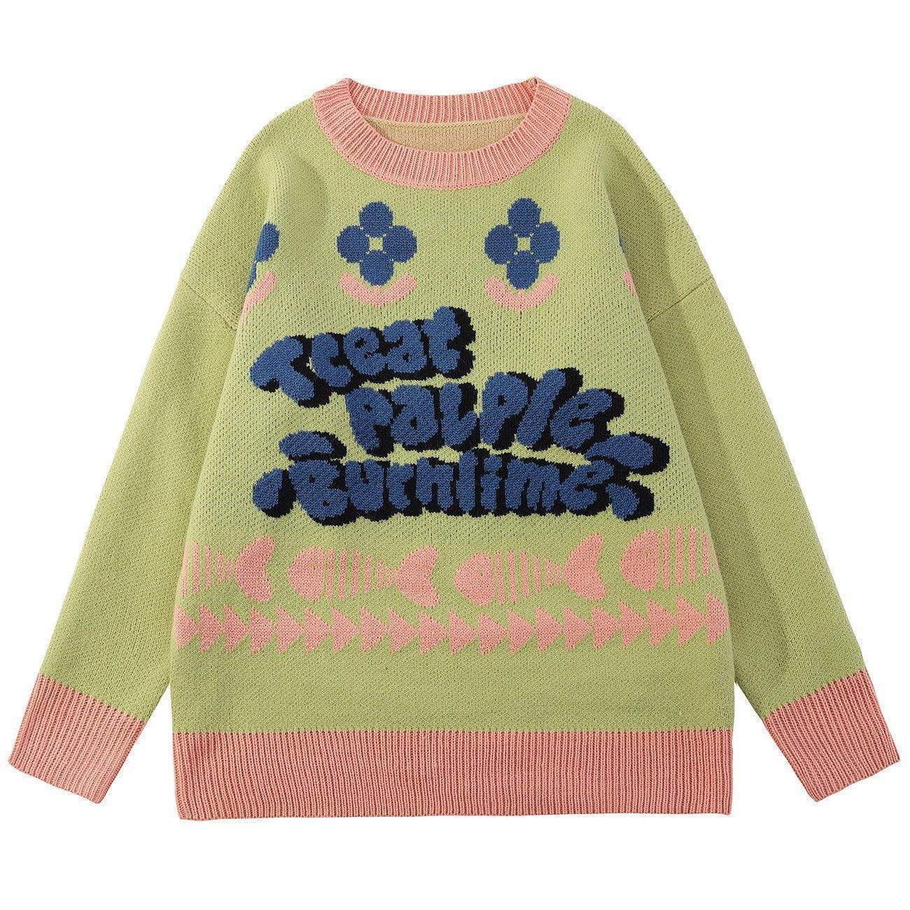 Fish Pattern Knit Sweater - Kawaii Side