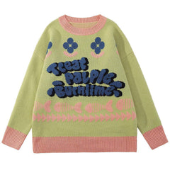 Fish Pattern Knit Sweater - Kawaii Side