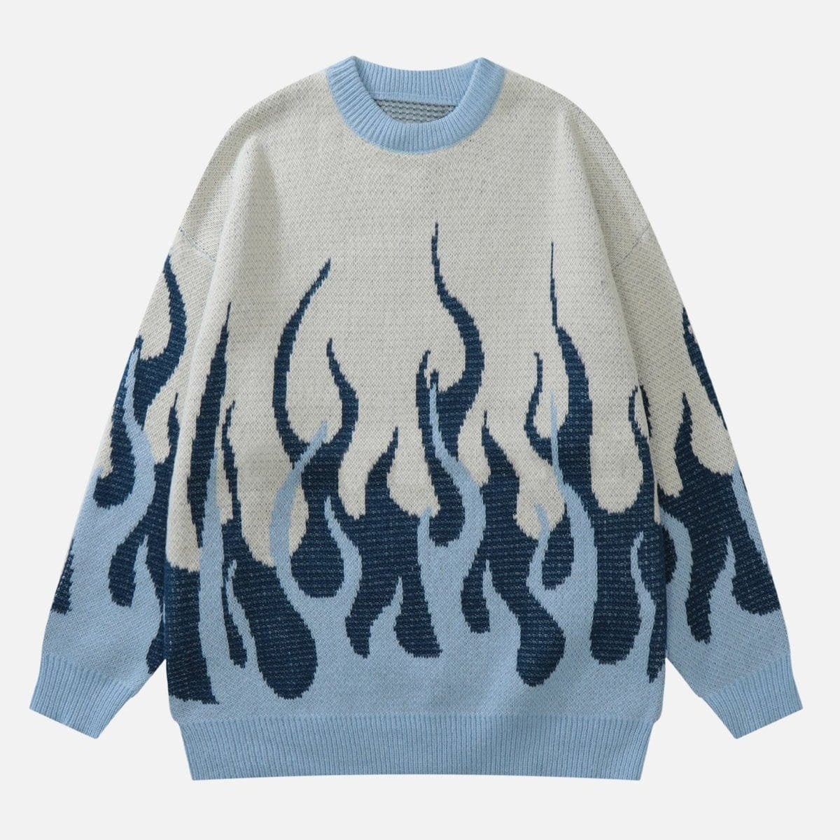 Flame Print Drop Shoulder Sweater - Kawaii Side