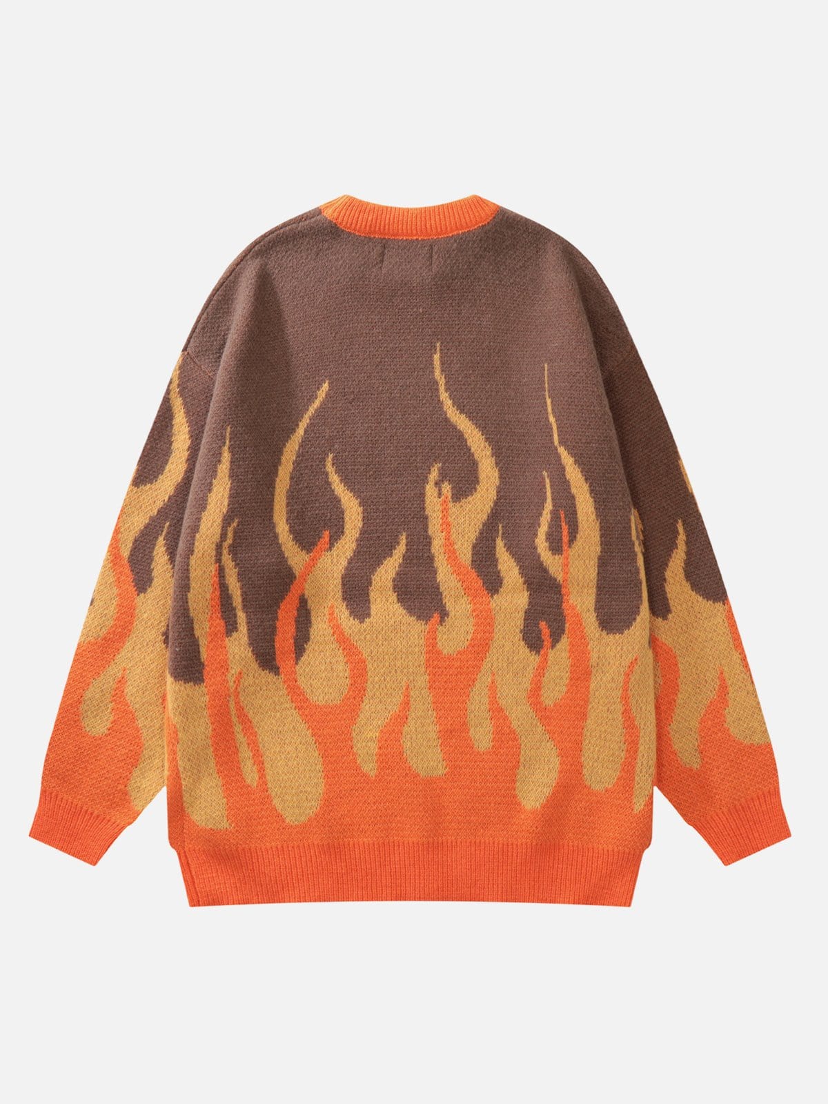 Flame Print Drop Shoulder Sweater - Kawaii Side