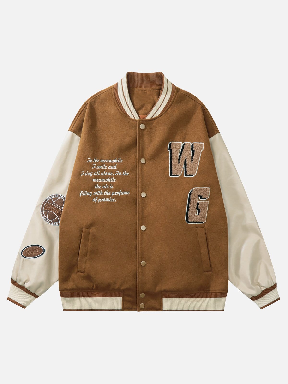 Flocking Embroidery Letters Varsity Jacket - Kawaii Side