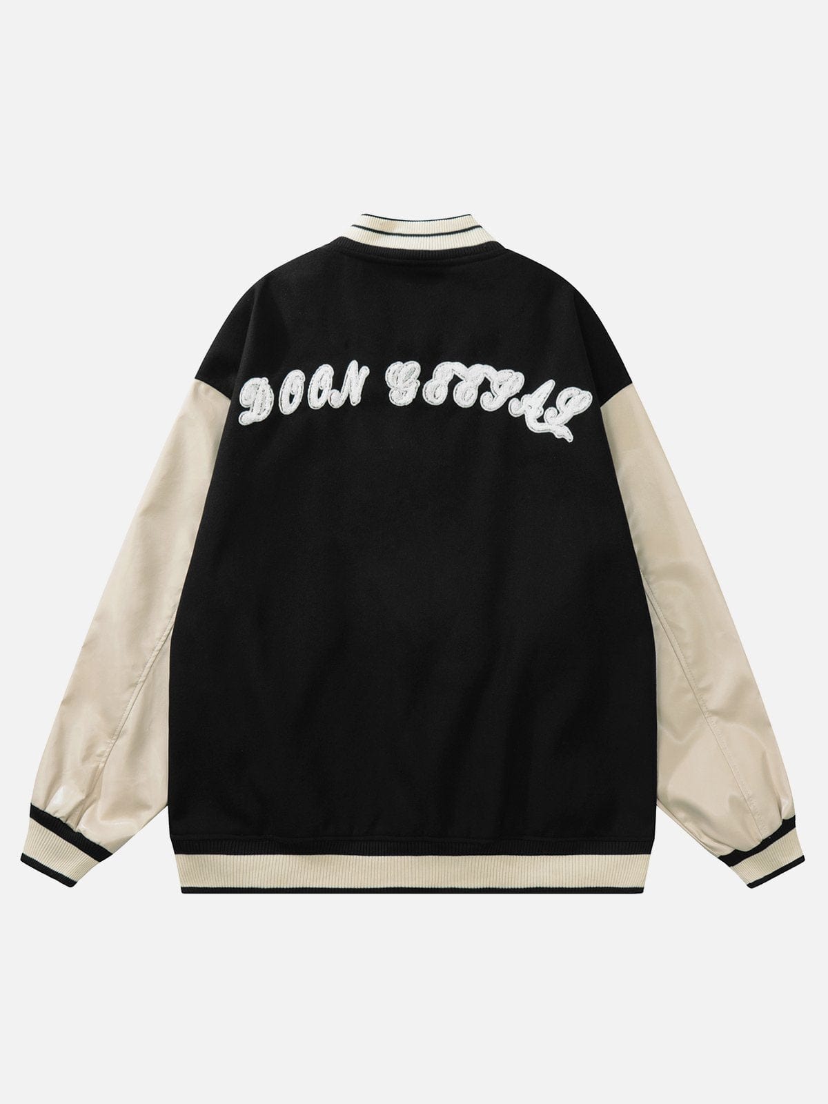 Flocking Embroidery Letters Varsity Jacket - Kawaii Side