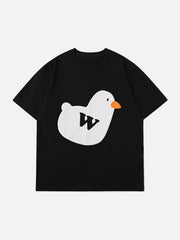 Foam Cartoon Pigeon Graphic Cotton Tee - Kawaii Side