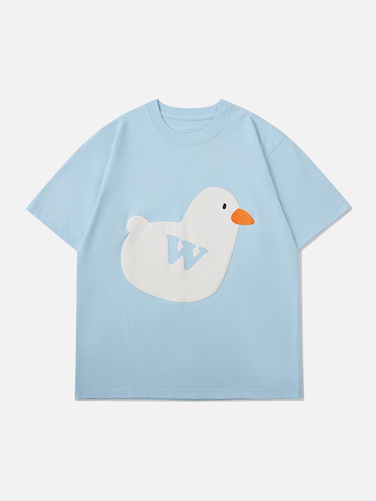 Foam Cartoon Pigeon Graphic Cotton Tee - Kawaii Side