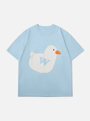 Foam Cartoon Pigeon Graphic Cotton Tee - Kawaii Side