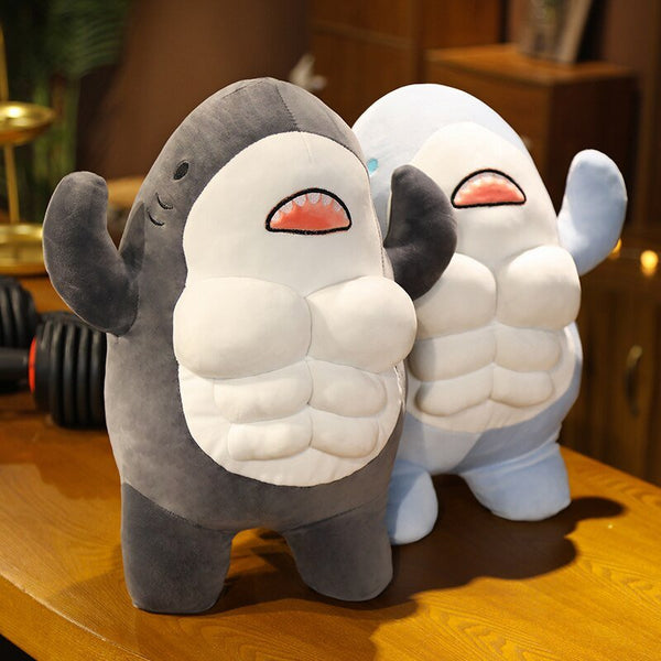 Funny Plush Cute and Muscular Shark with Six-Pack - Kawaii Side