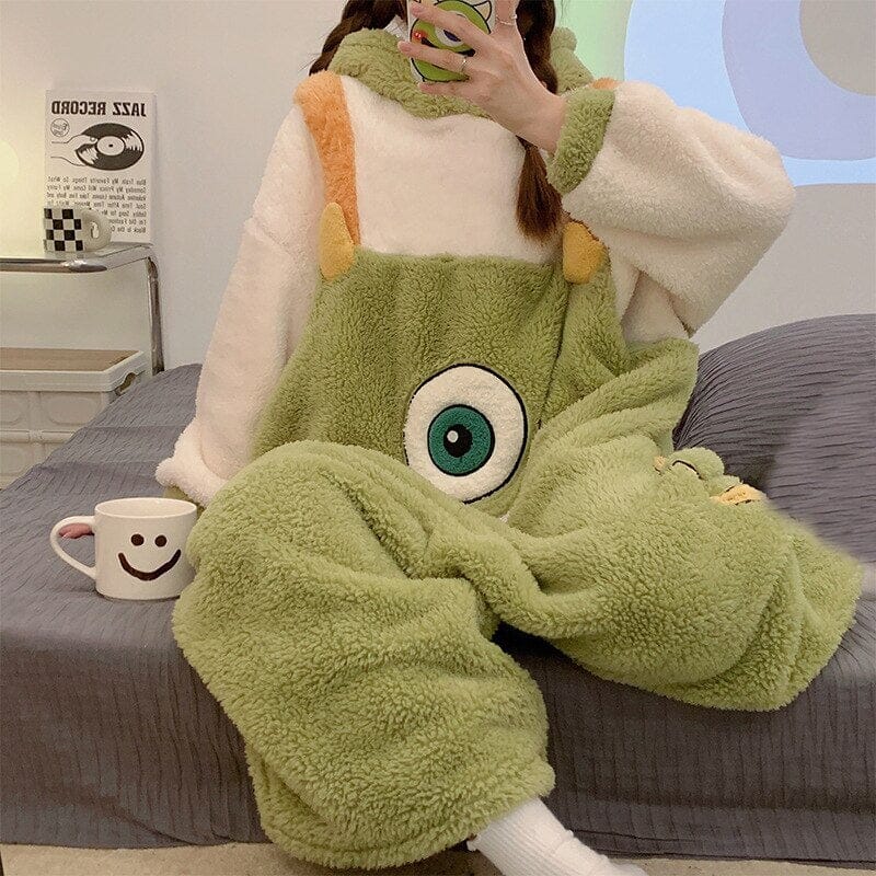 Fuzzy Coat Mike Wazowski Pajamas - Kawaii Side