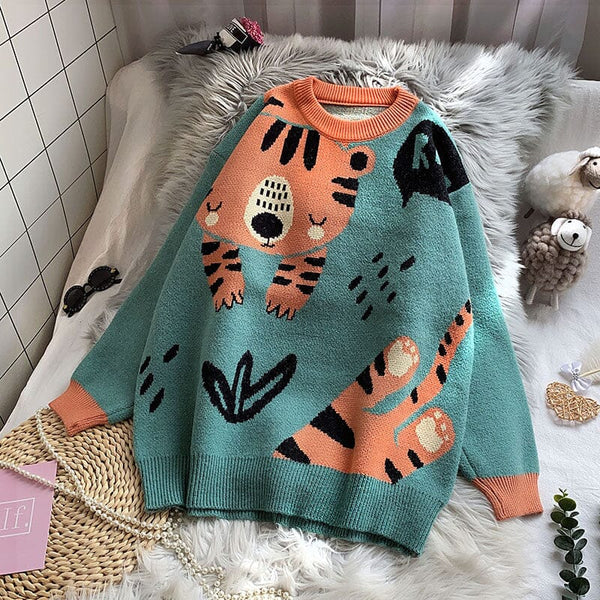 Fuzzy Tiger Sweater - Kawaii Side