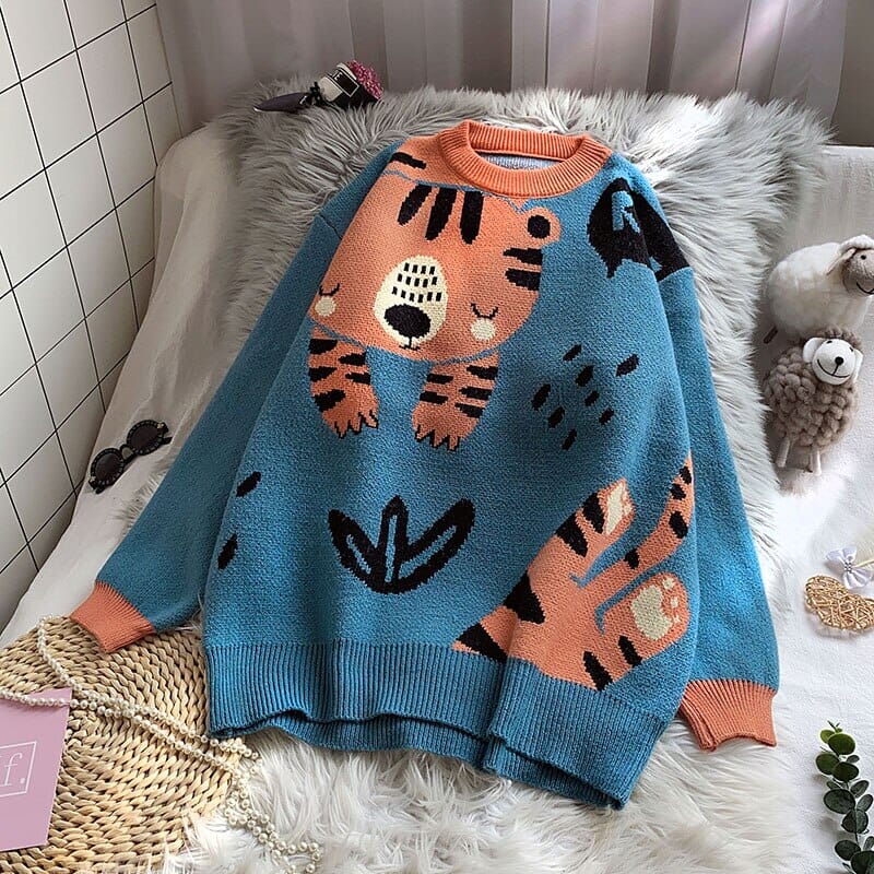 Fuzzy Tiger Sweater - Kawaii Side