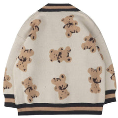 Harajuku Cartoon Bear Knit Cardigan - Kawaii Side