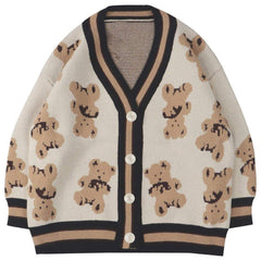 Harajuku Cartoon Bear Knit Cardigan - Kawaii Side