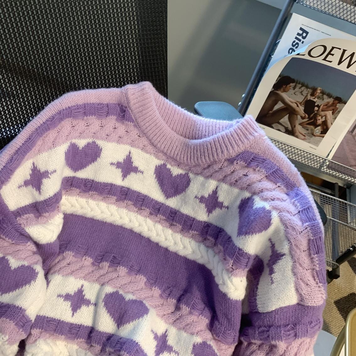 Heart Striped Sweater - Kawaii Side