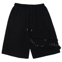 Hole Chain Drawstring Shorts - Kawaii Side