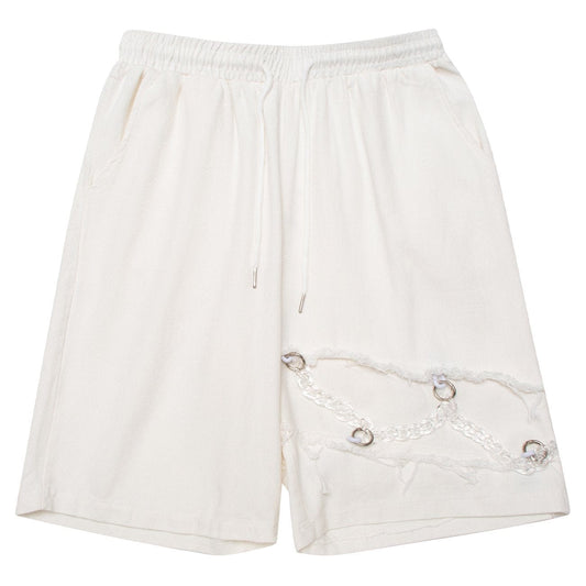 Hole Chain Drawstring Shorts - Kawaii Side