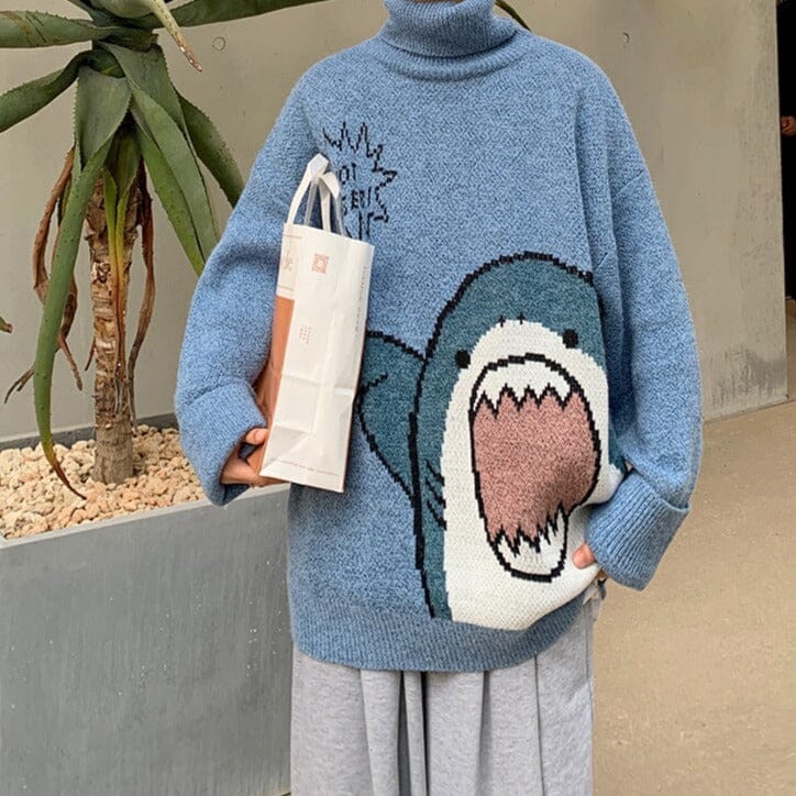 Kawaii Baby Shark Turtle Neck Sweater - Kawaii Side