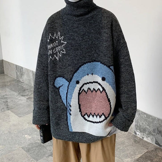 Kawaii Baby Shark Turtle Neck Sweater - Kawaii Side