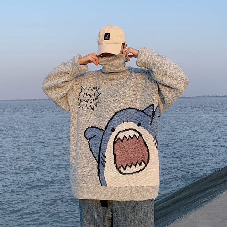 Kawaii Baby Shark Turtle Neck Sweater - Kawaii Side