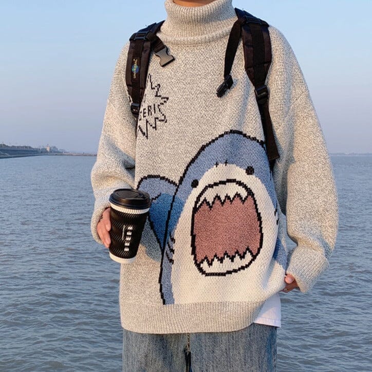 Kawaii Baby Shark Turtle Neck Sweater - Kawaii Side