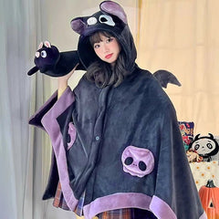 Kawaii Cartoon Bat Hooded Blanket - Kawaii Side